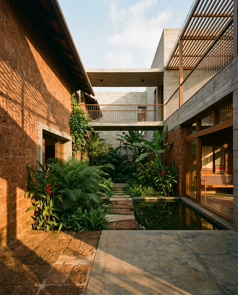The Courtyard House, Residential interior in Chennai
